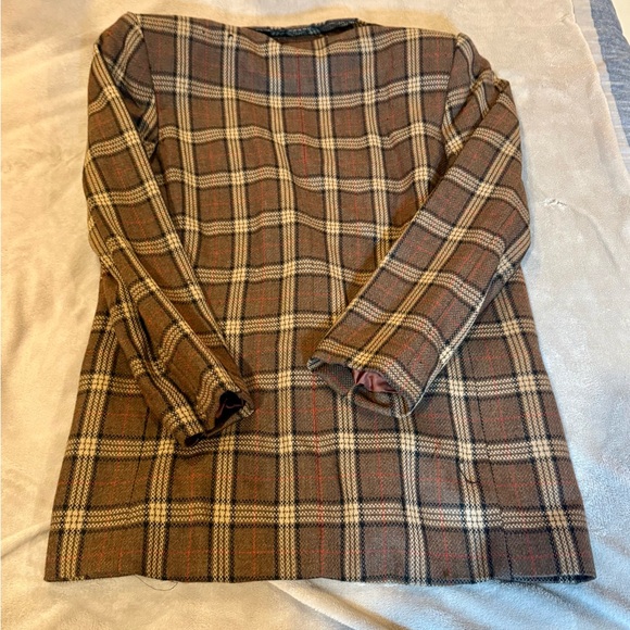 Vintage 80s Evan Picone Brown Plaid Double-Breasted Blazer M flaws 2 for $30 - Picture 13 of 16